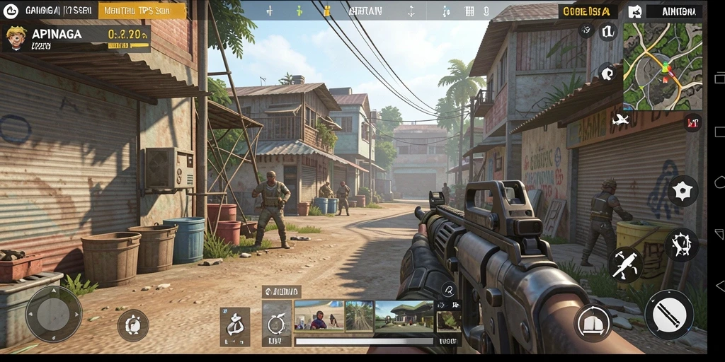 Screenshot gameplay APINAGA menampilkan aksi tembak-menembak seru.