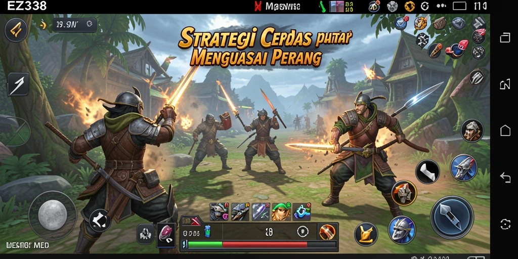 Tampilan gameplay EZ338 yang mendebarkan dengan pertempuran strategi.