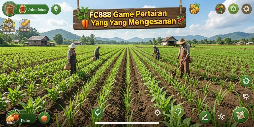 Screenshot gameplay FC888 menampilkan suasana pertanian yang cerah dan menyenangkan.