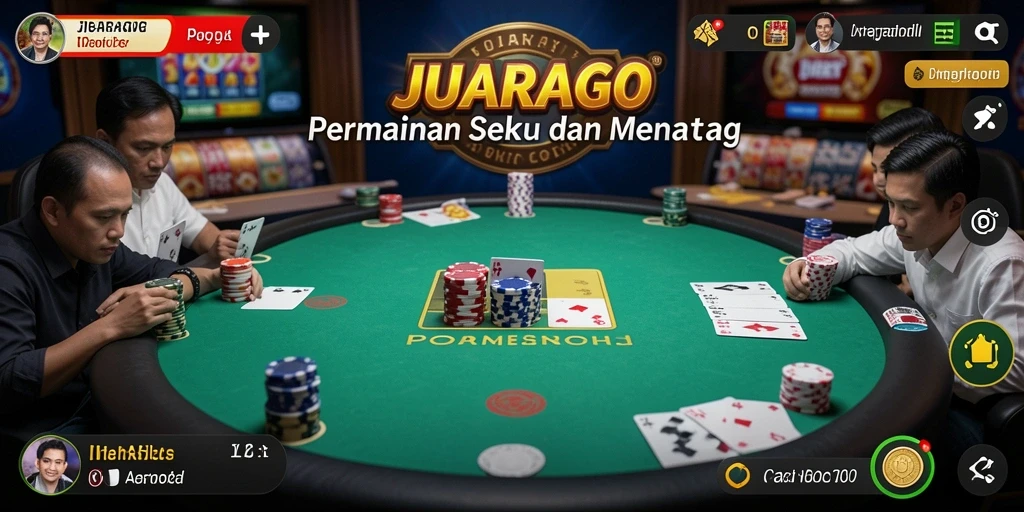 Tampilan gameplay JUARAGO yang menampilkan aksi Poker seru.