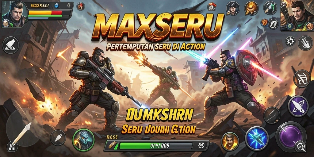 Tampilan seru gameplay MAXSERU dengan pertempuran yang mendebarkan.