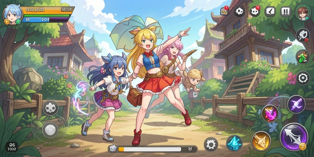 Tampilan gameplay QQ222 yang penuh warna dan dinamis.