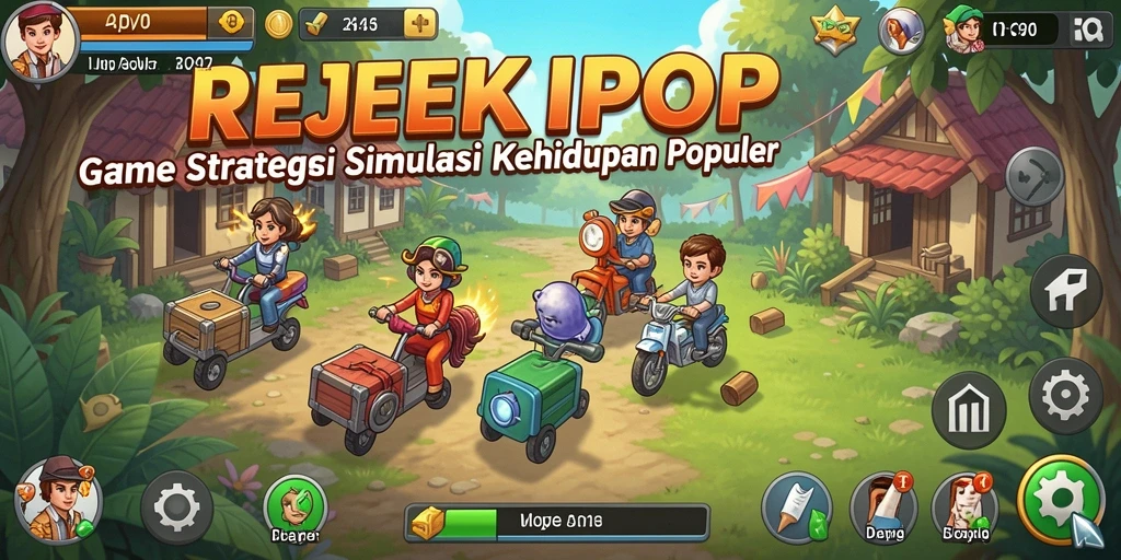 Tampilan gameplay menakjubkan dari REJEKIPOP dengan karakter berwarna-warni.