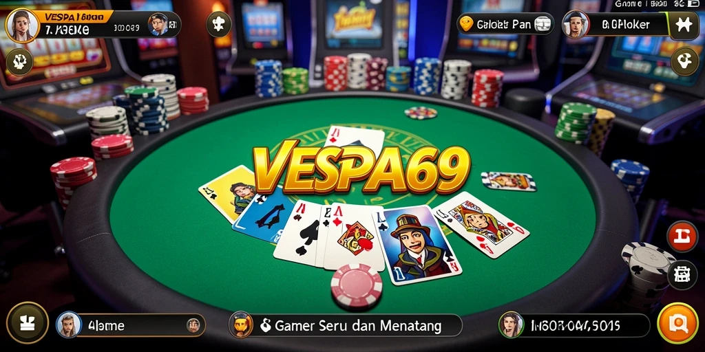 Tampilan gameplay Poker yang seru dan mendebarkan di VESPA69.