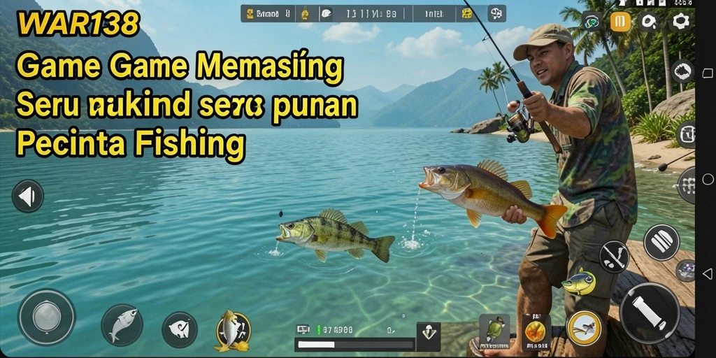 Tampilan gameplay menarik dengan aksi memancing yang seru.